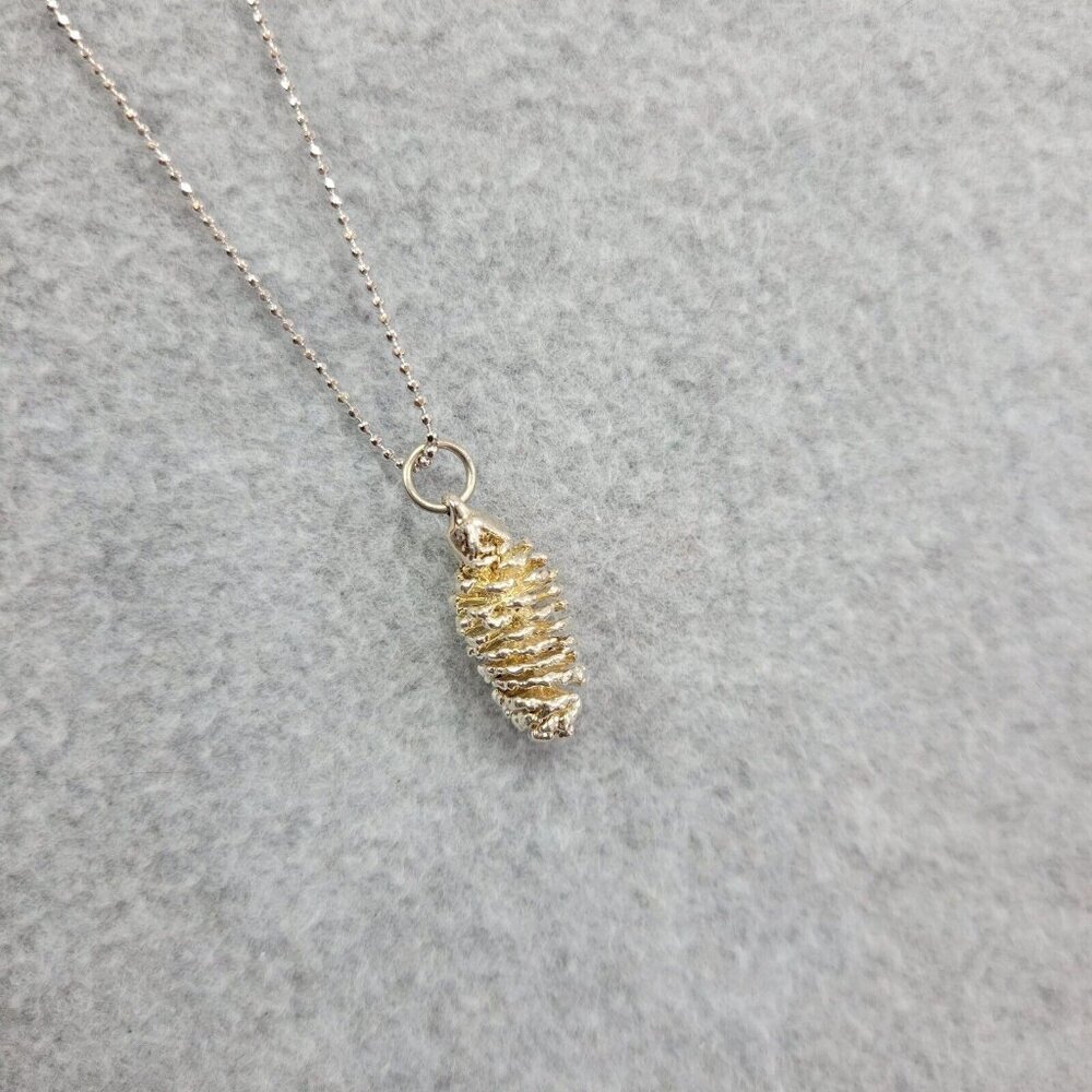 Silver Tone Pinecone Necklace Natures Jewelry Fall‎ New Silver Tone Chain